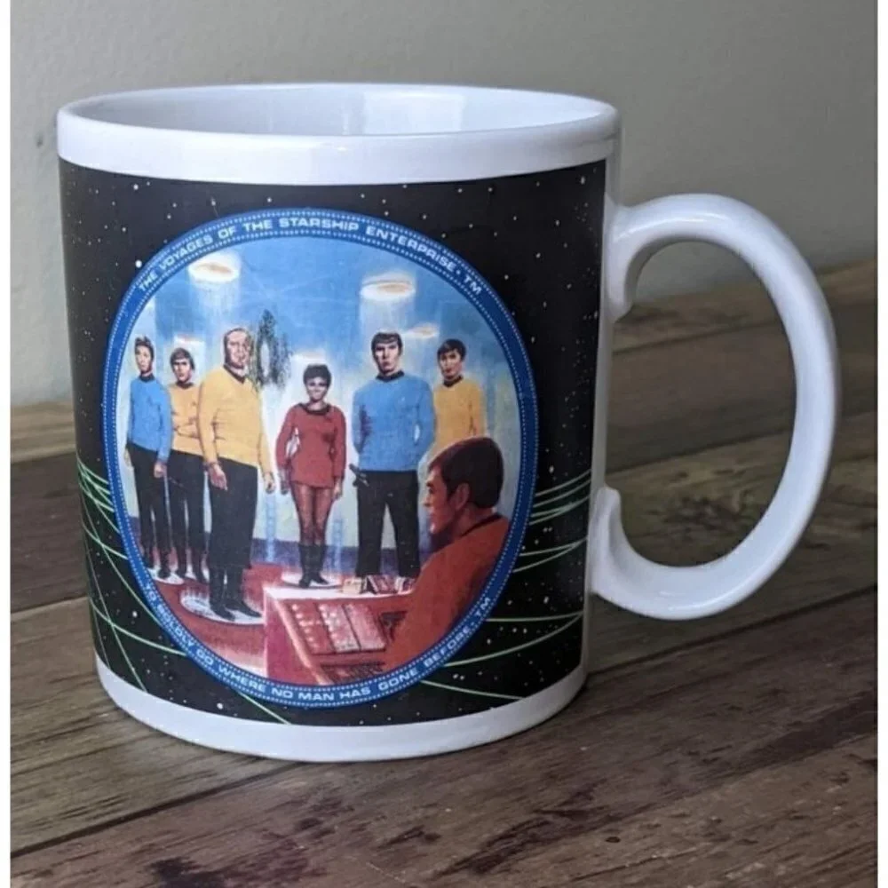 Star Trek Coffee Mug Cup 1991 Enterprise Crew Beam Us Down Scotty P7533 Hamilton
